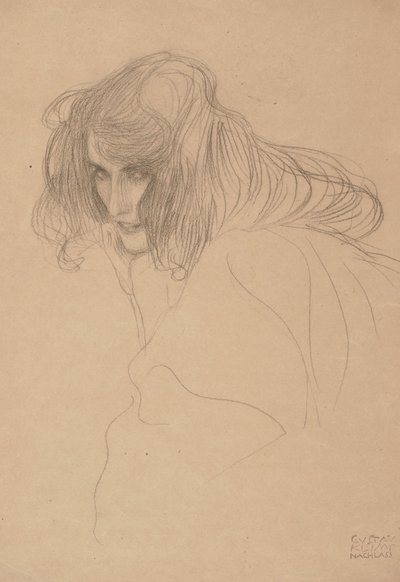 Head of a Woman in Three-Quarter Profile (Study for the Beethoven Frieze) by Gustav Klimt